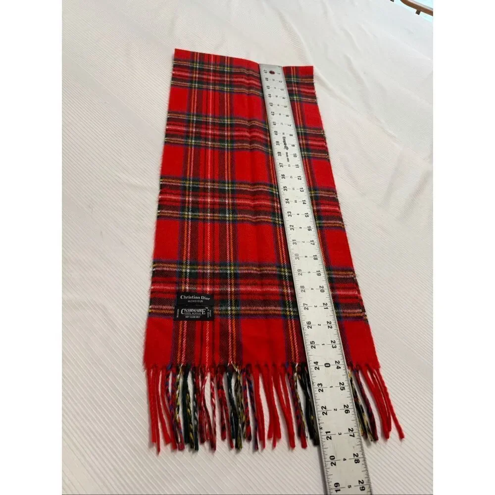 Christian Dior Monsieur Red Plaid Scarf
